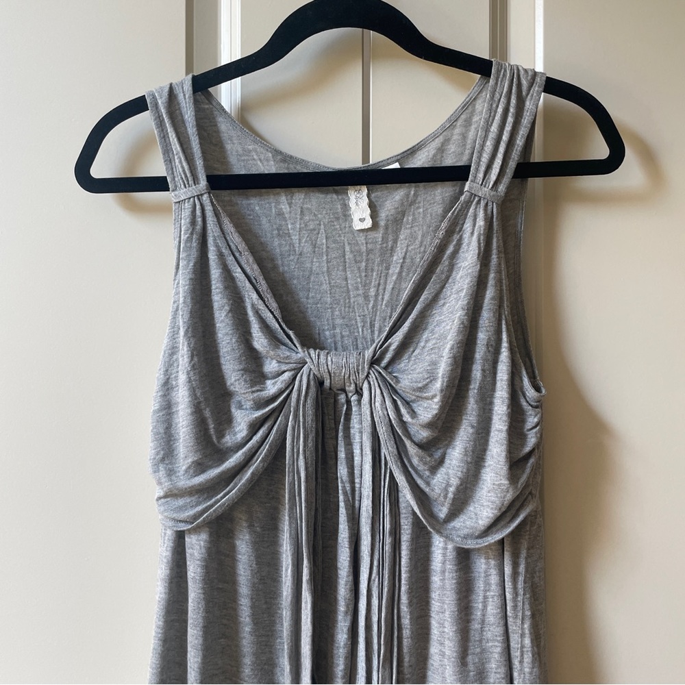 Sleeveless gray cotton dress - Picture 3 of 5